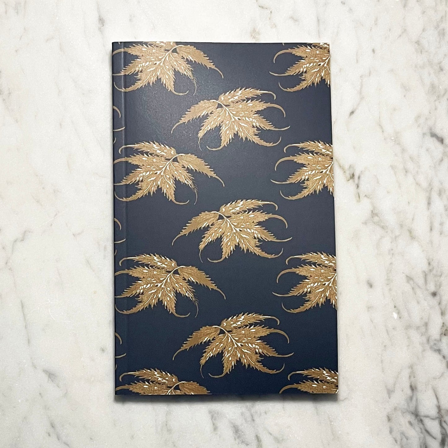 Leaf Ledger Pocket-Sized Notebook (Navy Gold)