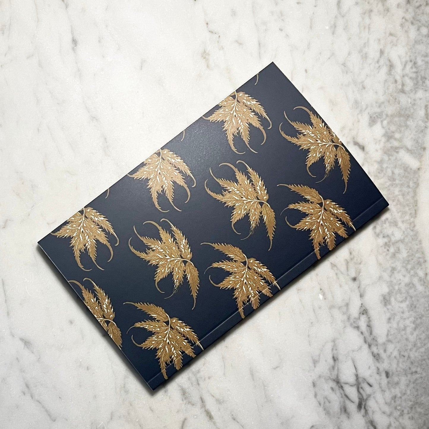 Leaf Ledger Pocket-Sized Notebook (Navy Gold)