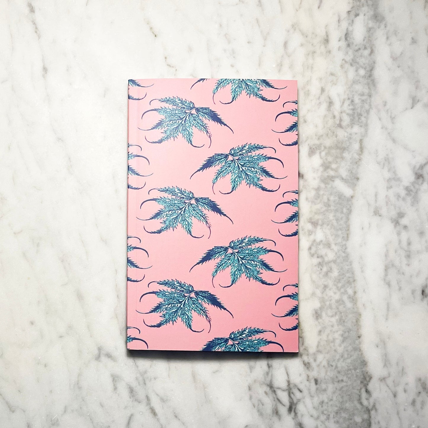 Leaf Ledger Pocket-Sized Notebook (Pink and Teal)