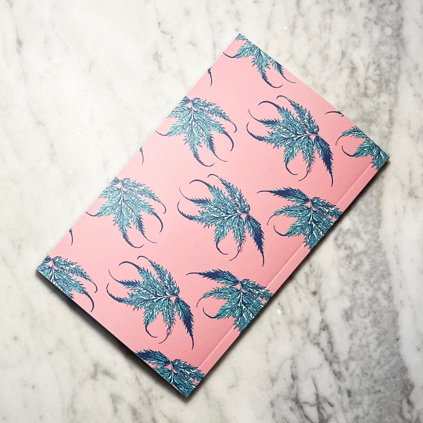 Leaf Ledger Pocket-Sized Notebook (Pink and Teal)