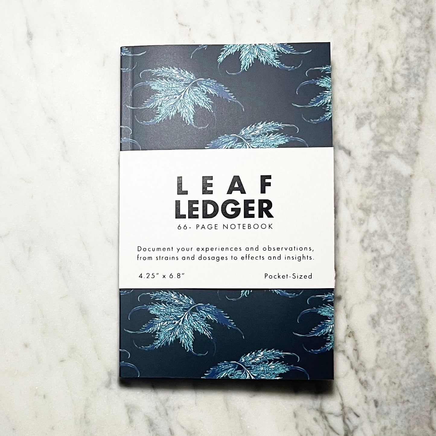 Leaf Ledger Pocket-Sized Notebook (Midnight and Teal)