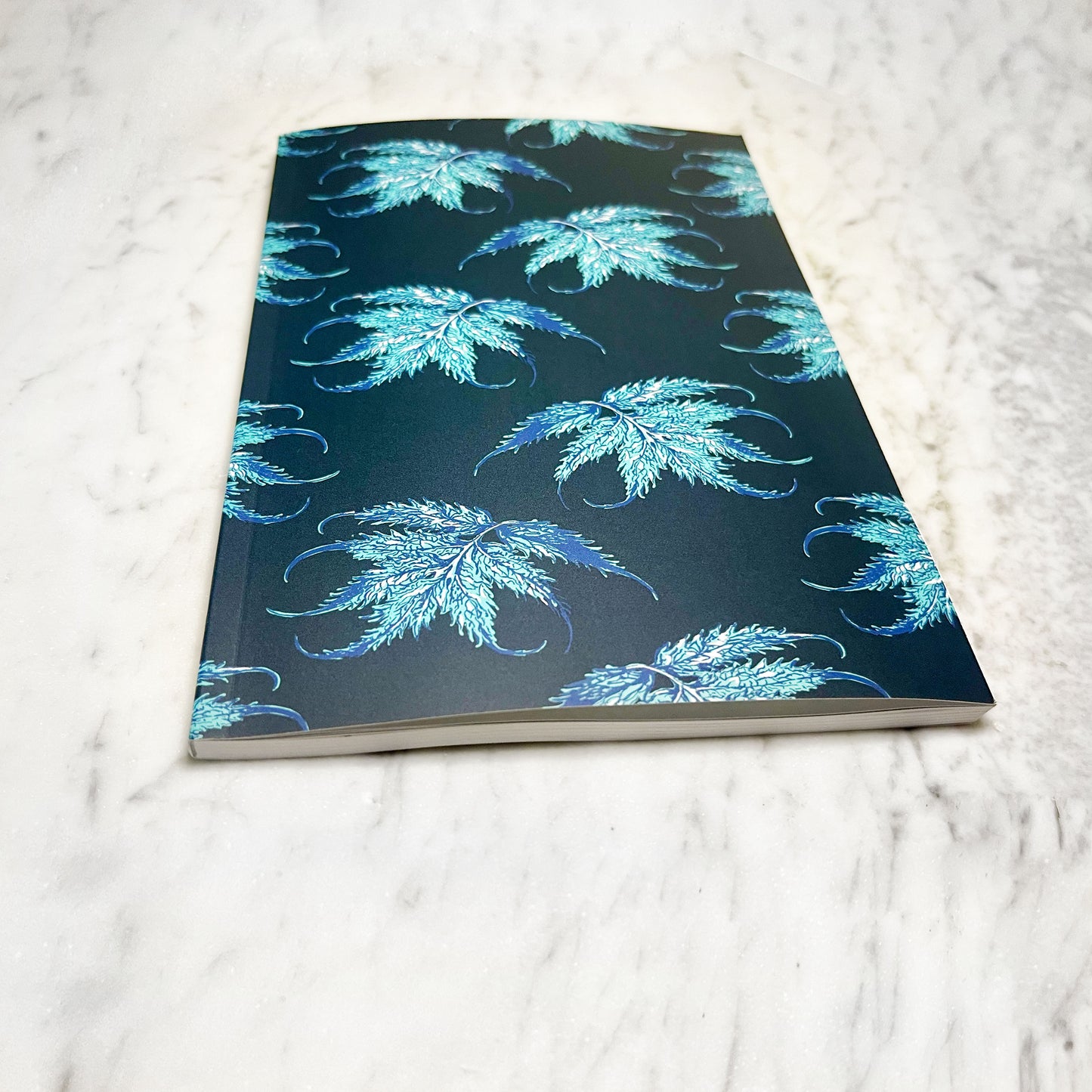 Leaf Ledger Pocket-Sized Notebook (Midnight and Teal)